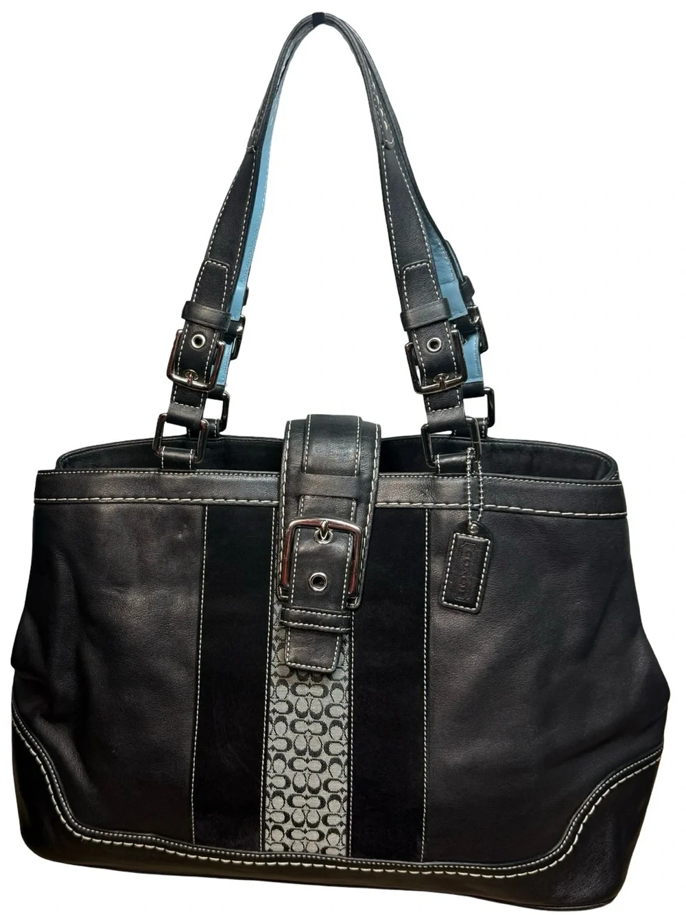 ✨ Vintage Y2K Coach Hampton Stripe Satchel Tote Bag ✨Style Number: F11346 2007